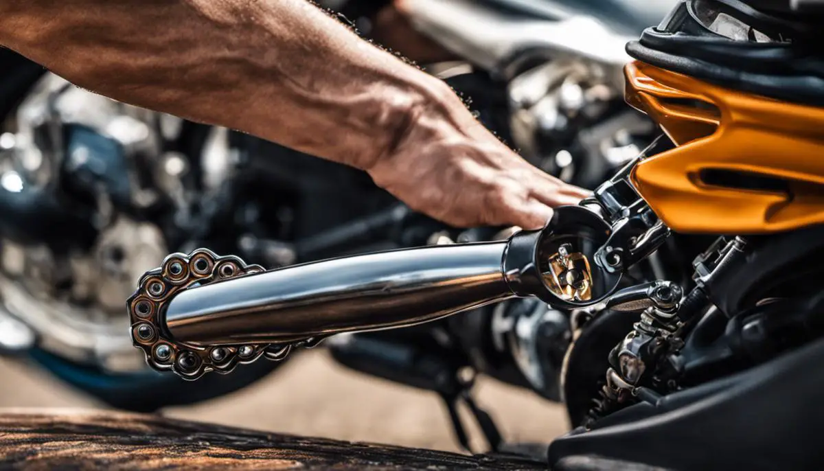 image 14 Image of a person inspecting a motorcycle chain with a magnifying glass