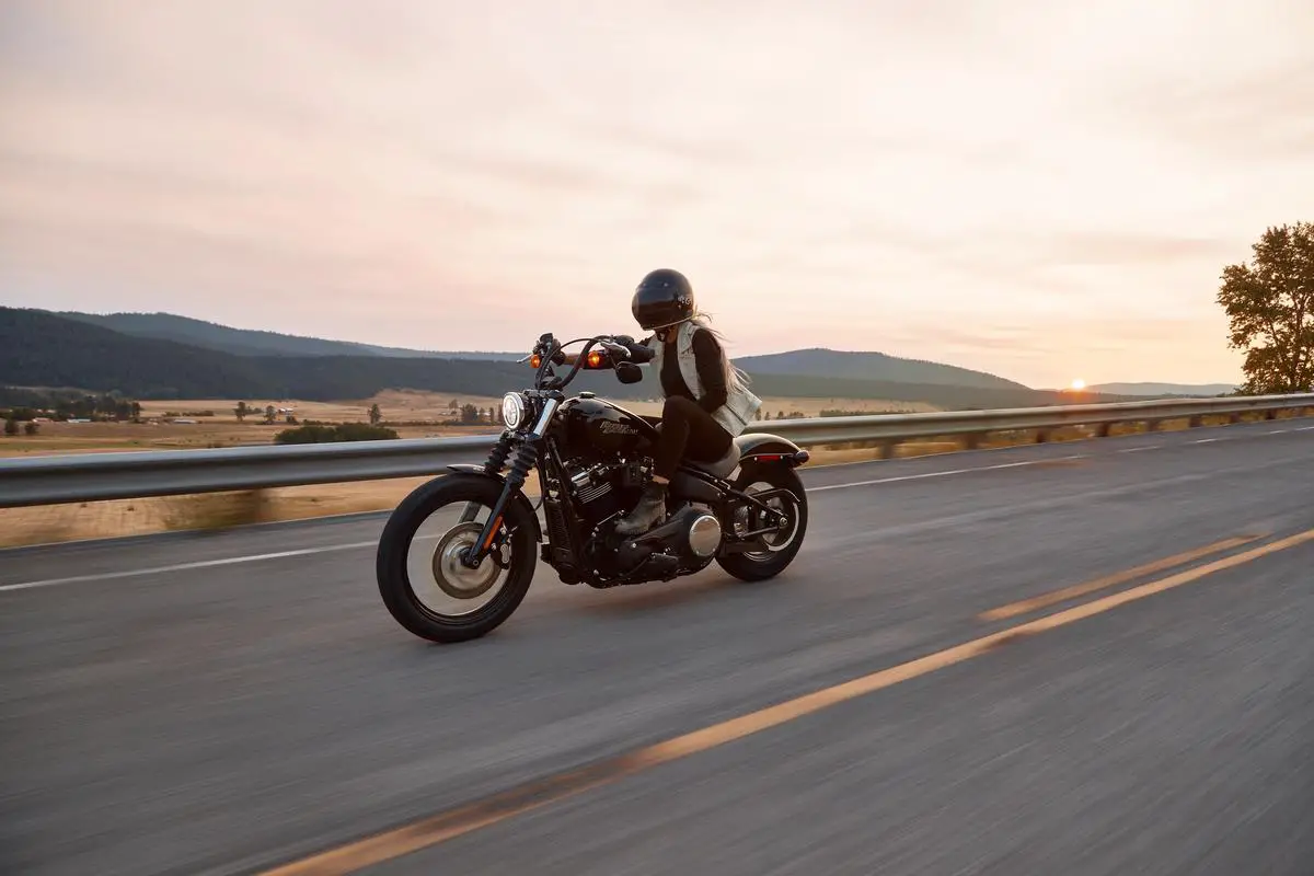 A motorcycle cruiser on a scenic road, representing the allure of cruisers for riders who enjoy the open road