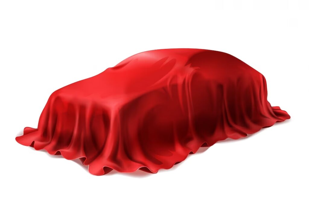 realistic car covered with red silk isolated white background 1441 2576 realistic car covered with red silk isolated white background 1441 2576