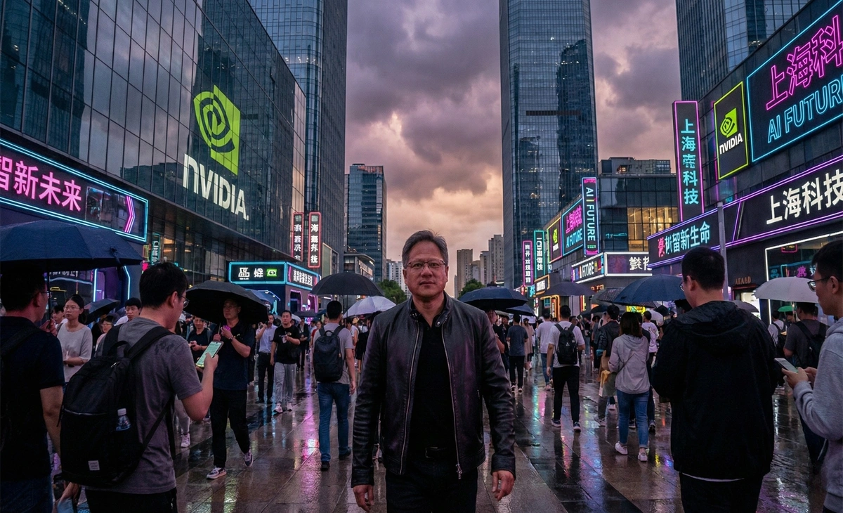 Nvidia CEO Jensen Huang lands in Shanghai as China weighs H200 AI chips Nvidia CEO Jensen Huang walking in Shanghai’s tech district amid China AI chip regulatory tensions.