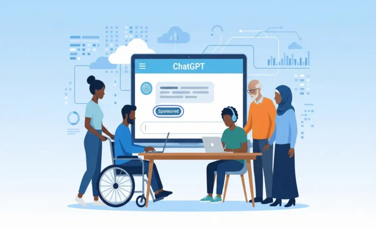 OpenAI lines up ads to push ChatGPT access wider Illustration of ChatGPT showing a clearly labeled sponsored ad below an answer.