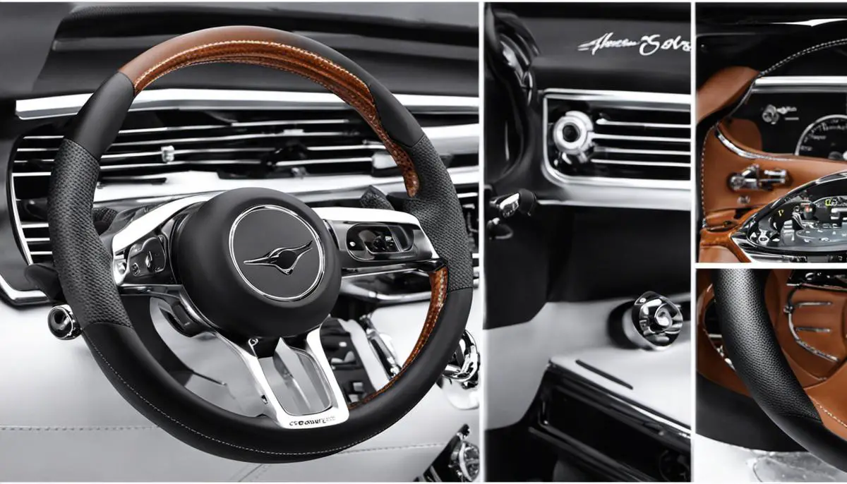 Image of various modified steering wheels showcasing different styles and features for different preferences and needs.